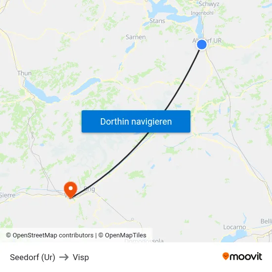 Seedorf (Ur) to Visp map