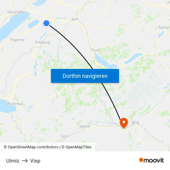 Ulmiz to Visp map