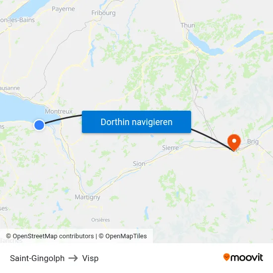 Saint-Gingolph to Visp map