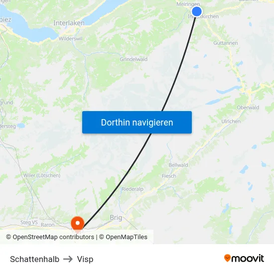 Schattenhalb to Visp map