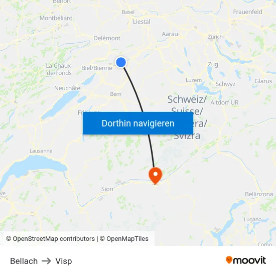 Bellach to Visp map