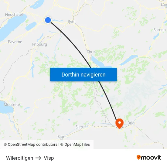 Wileroltigen to Visp map