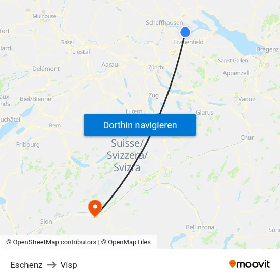 Eschenz to Visp map