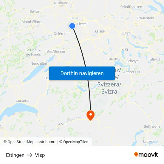 Ettingen to Visp map