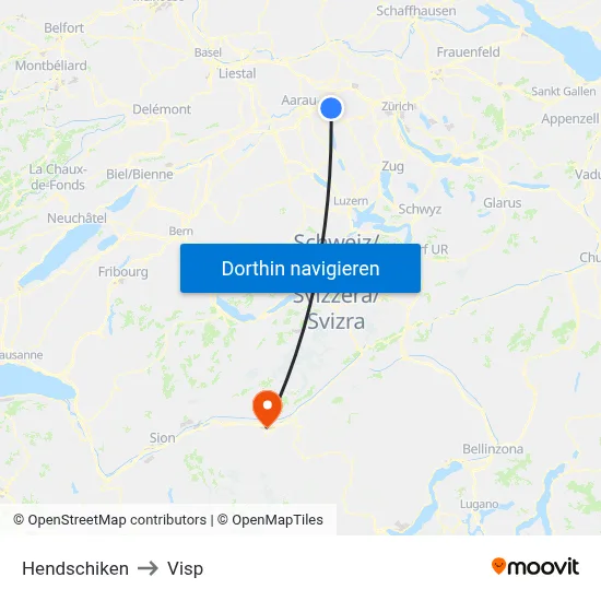 Hendschiken to Visp map