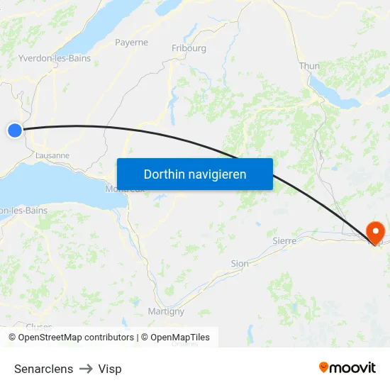 Senarclens to Visp map