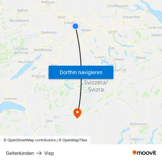 Gelterkinden to Visp map
