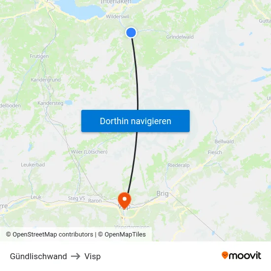 Gündlischwand to Visp map