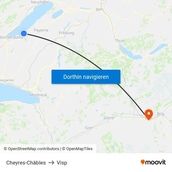 Cheyres-Châbles to Visp map