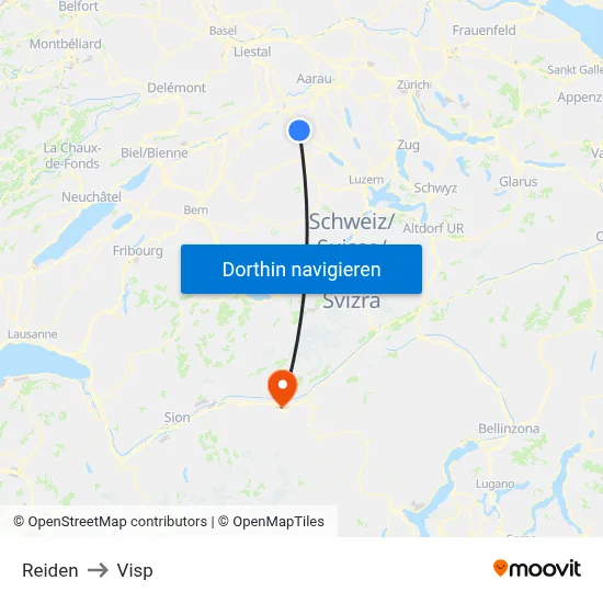 Reiden to Visp map