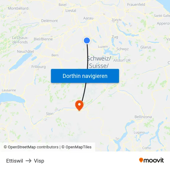 Ettiswil to Visp map