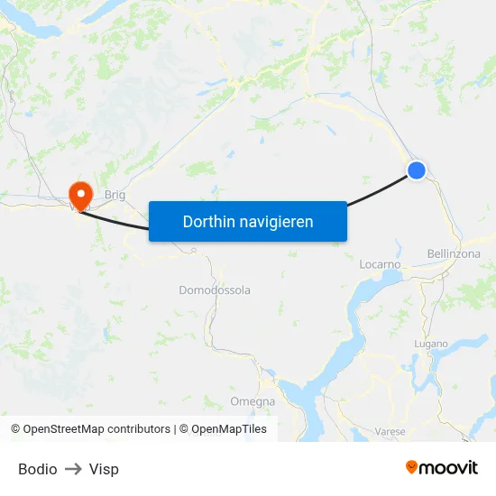 Bodio to Visp map