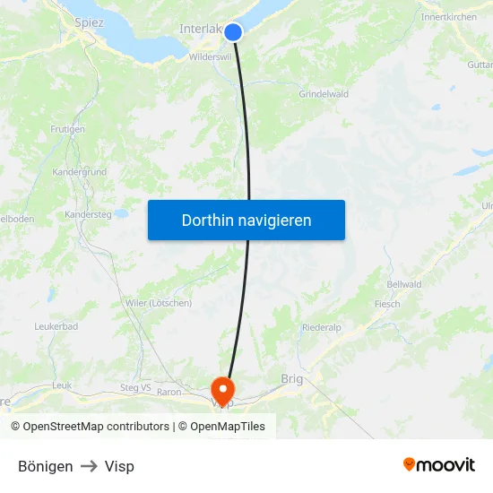 Bönigen to Visp map