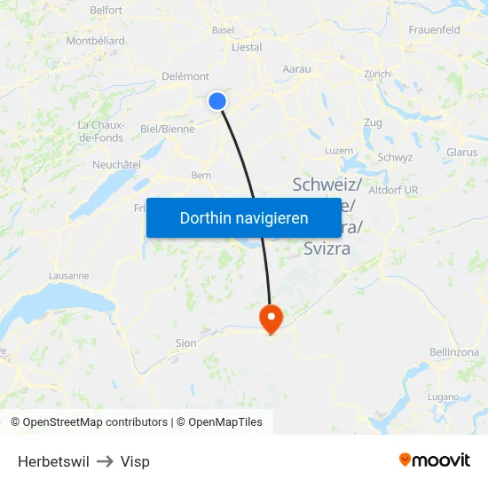 Herbetswil to Visp map