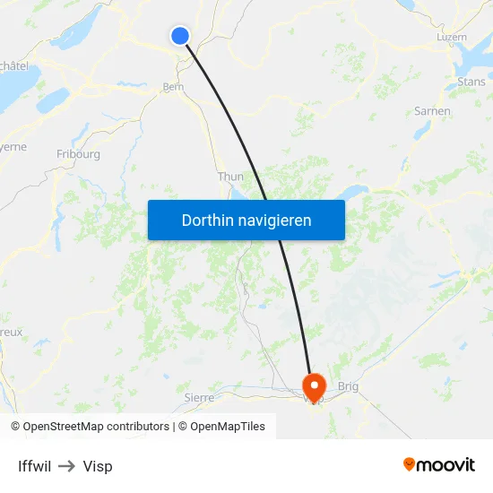 Iffwil to Visp map