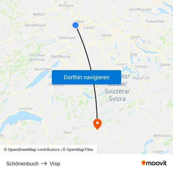 Schönenbuch to Visp map
