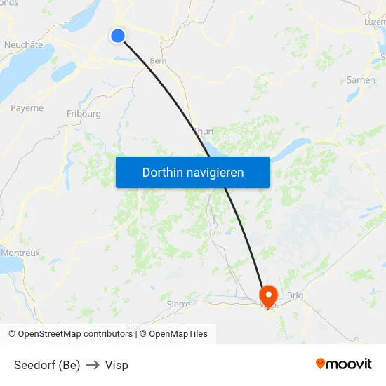 Seedorf (Be) to Visp map