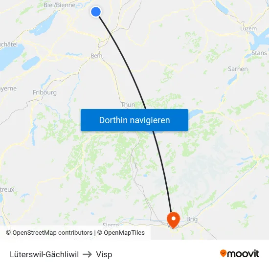 Lüterswil-Gächliwil to Visp map