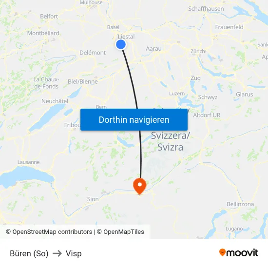 Büren (So) to Visp map