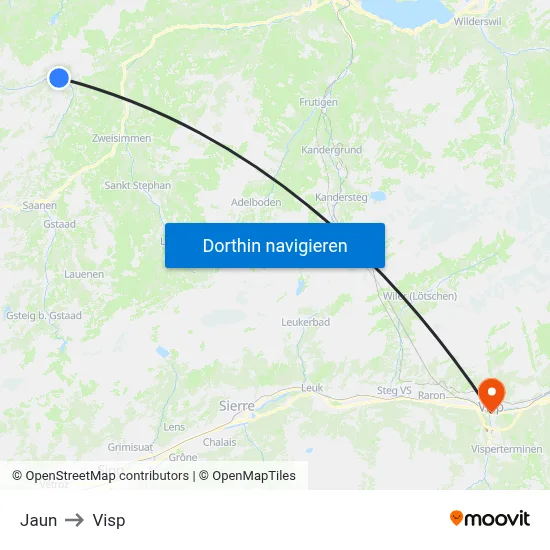 Jaun to Visp map