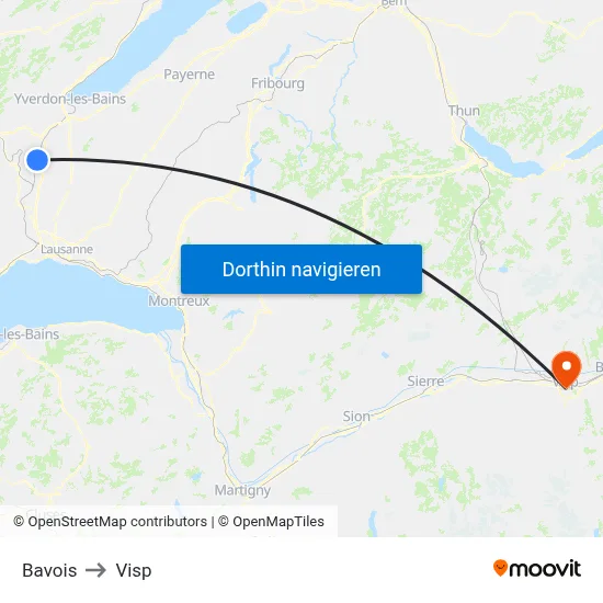 Bavois to Visp map