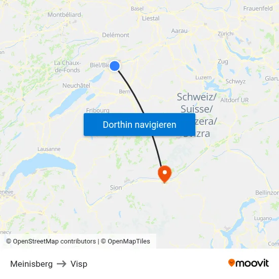Meinisberg to Visp map