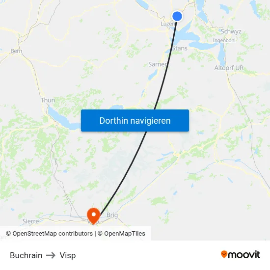 Buchrain to Visp map