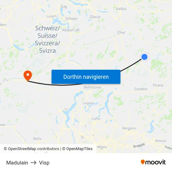 Madulain to Visp map