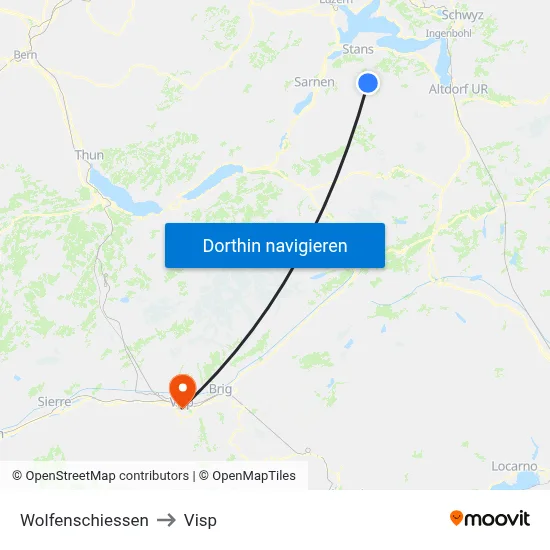 Wolfenschiessen to Visp map