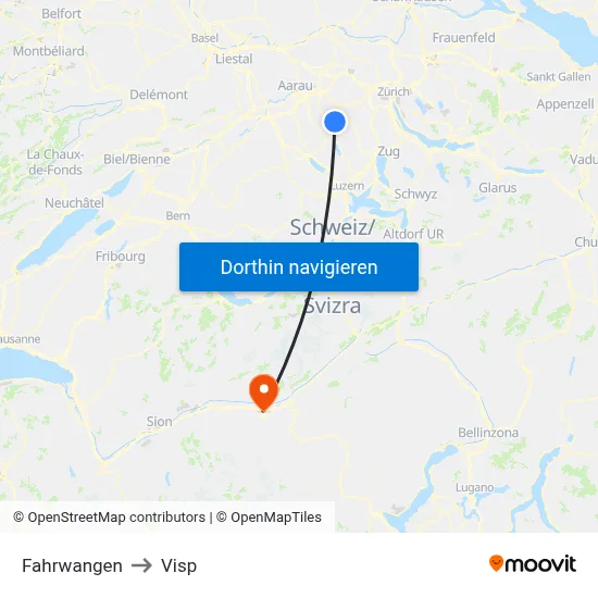Fahrwangen to Visp map