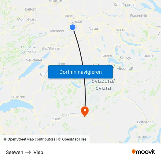 Seewen to Visp map
