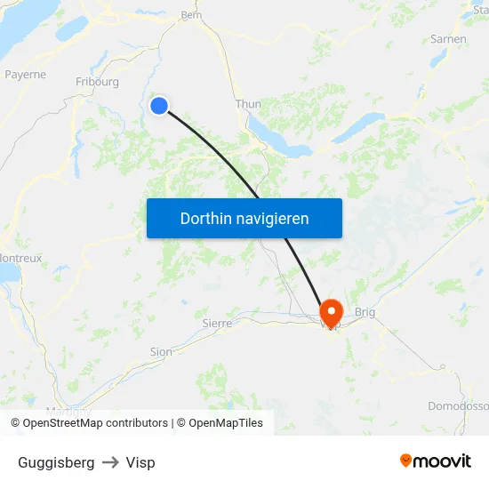 Guggisberg to Visp map