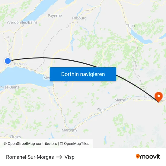 Romanel-Sur-Morges to Visp map