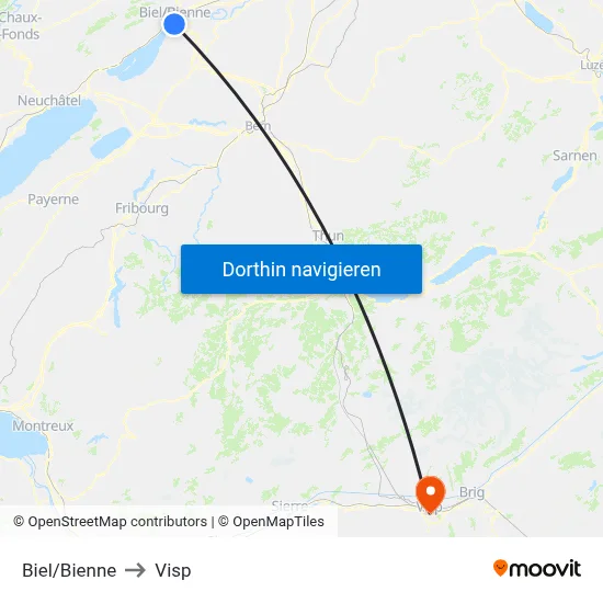 Biel/Bienne to Visp map