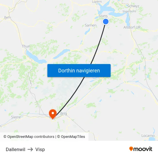 Dallenwil to Visp map