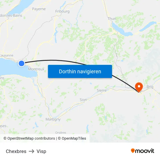 Chexbres to Visp map