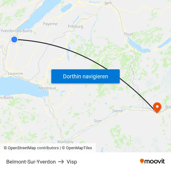 Belmont-Sur-Yverdon to Visp map