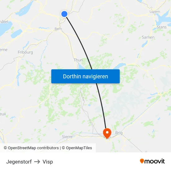 Jegenstorf to Visp map