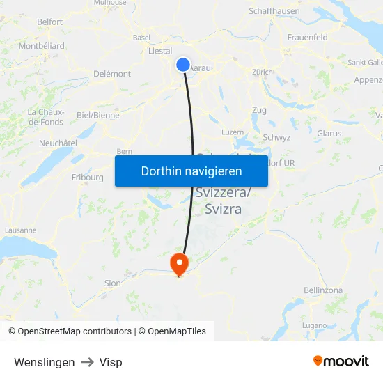 Wenslingen to Visp map
