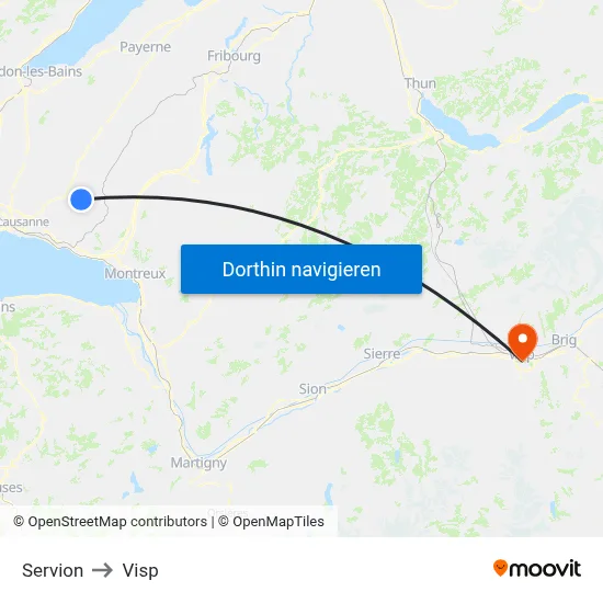 Servion to Visp map