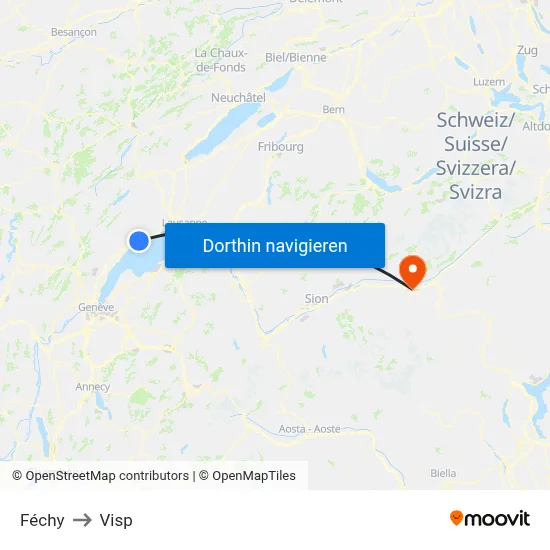 Féchy to Visp map