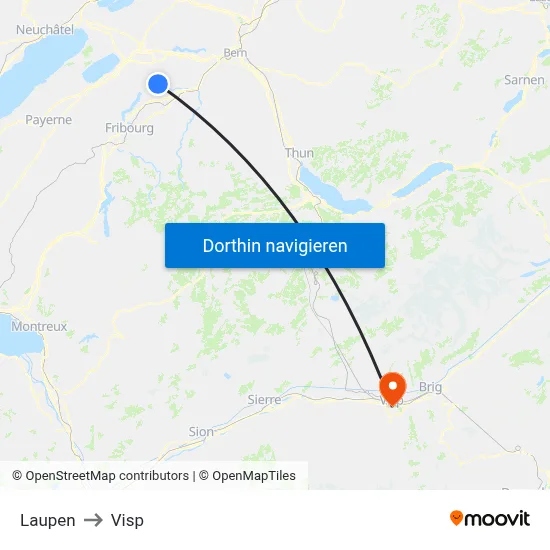 Laupen to Visp map
