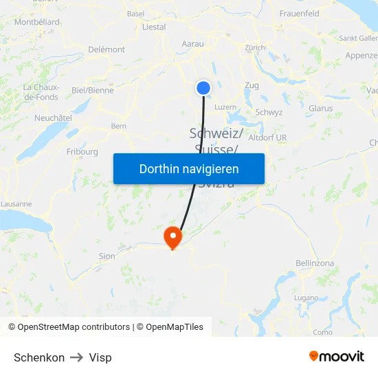 Schenkon to Visp map