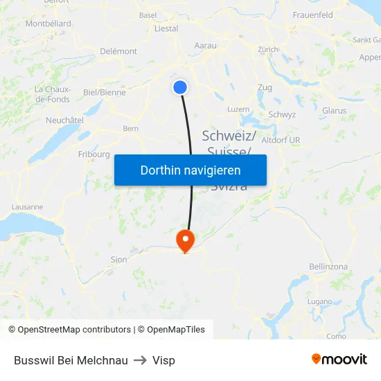 Busswil Bei Melchnau to Visp map