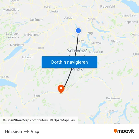 Hitzkirch to Visp map