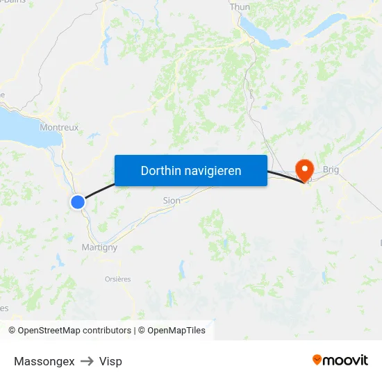 Massongex to Visp map