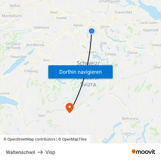 Waltenschwil to Visp map
