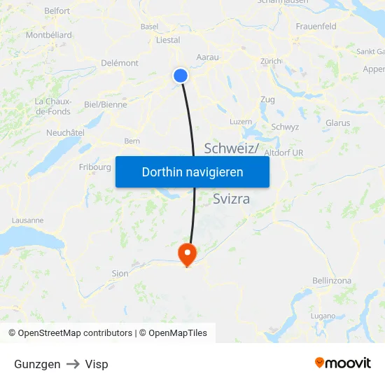 Gunzgen to Visp map