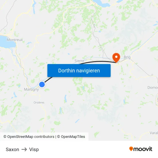 Saxon to Visp map