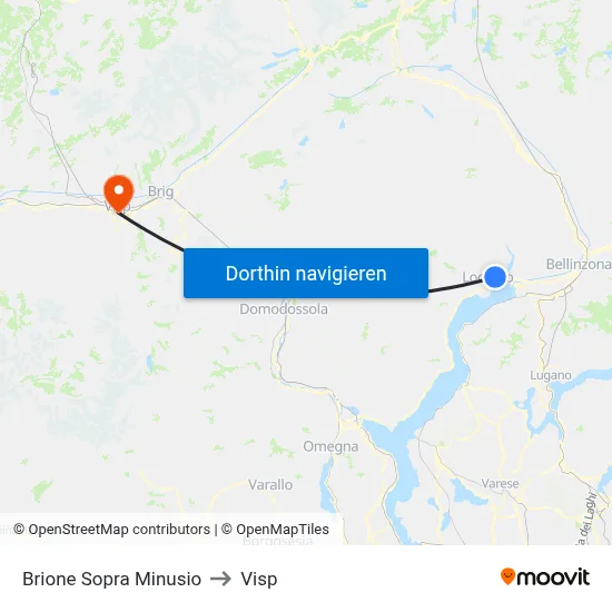 Brione Sopra Minusio to Visp map